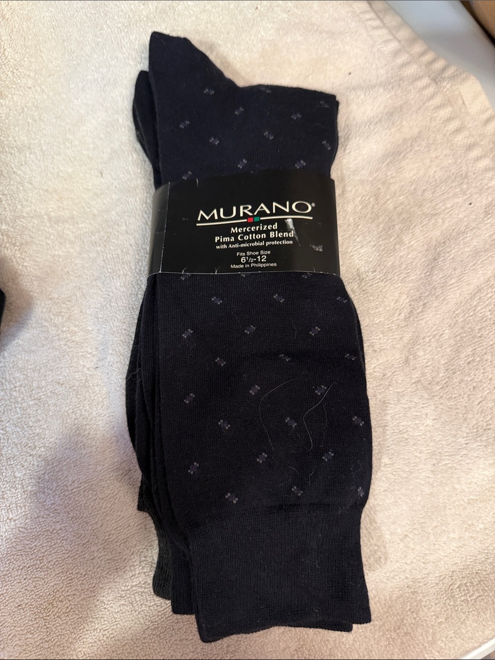 Murano Navy Dress Socks with Small Dot Motif 7 Pairs